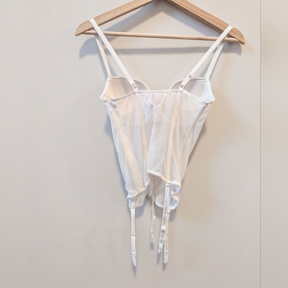 Victoria's Secret Sheer Ivory Lace Corset Bustier Bridal Coquette - Picture 2 of 13